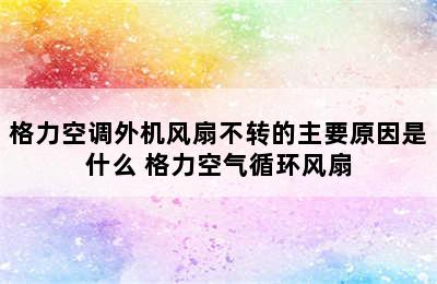 格力空调外机风扇不转的主要原因是什么 格力空气循环风扇